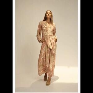 Natalie Martin Silk Floral Nico Maxi L in Clay With Sash Jungle $480